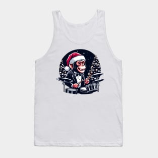 Drummer Monkey Christmas Tank Top